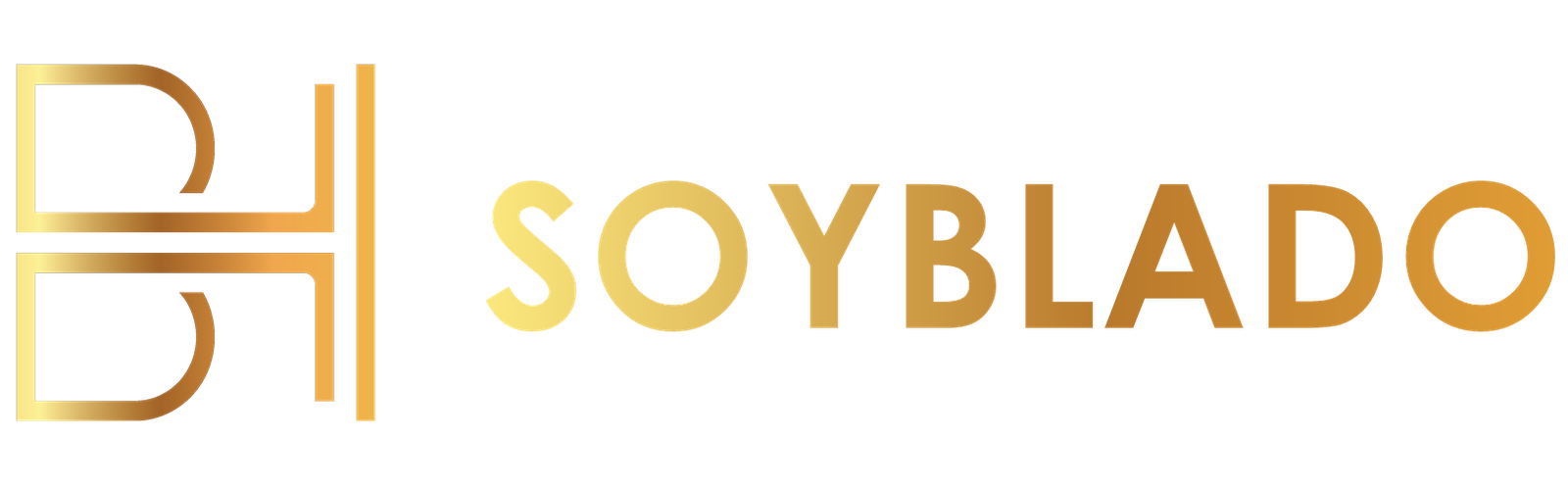 Logo horizontal dorado de SoyBlado.